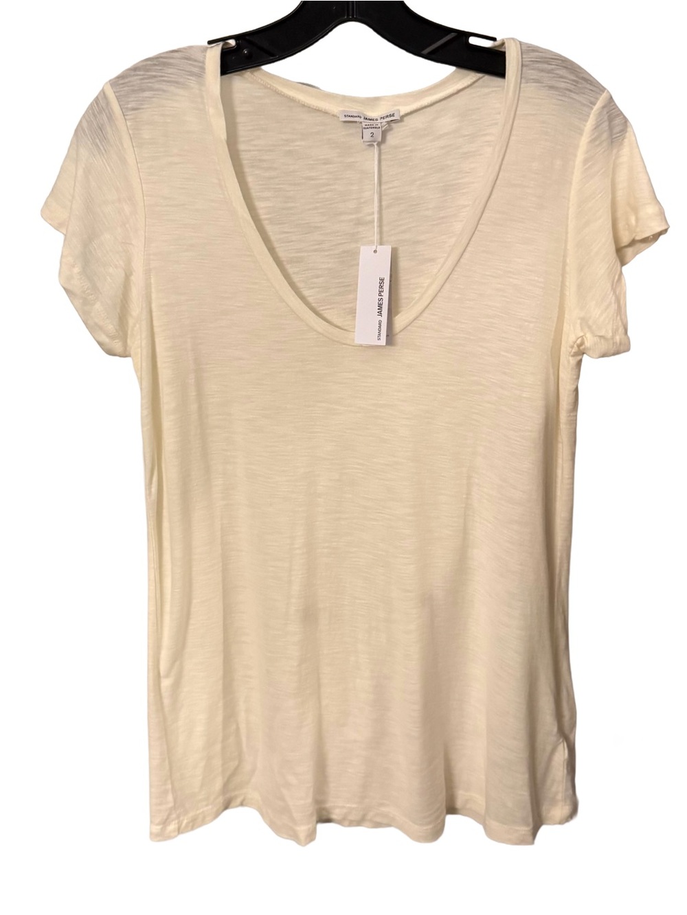 James Perse Women’s Slub Tee Shirt Ivory Scoop Neck Sz 2 (M) NWT Ret $105